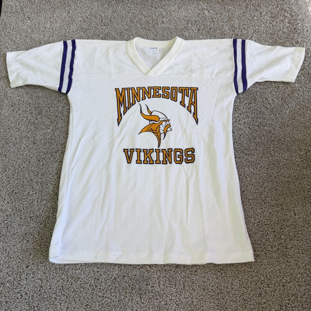 Vintage 70s 80s Minnesota Vikings Shirt Mens Medium White Football Logo 7 Tee